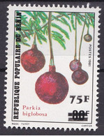 BENIN 1983 MICHEL 310 75F /80F - PARKIA BIGLOBOSA TREE ARBRE FRUITS FRUIT - OVERPRINT SURCHARGE OVERPRINTED MNH - Bénin – Dahomey (1960-...)