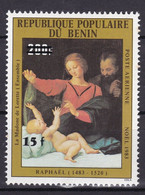 BENIN 1984 MICHEL 368 15F /200F - RAPHAEL LA MADONE DE LORETTE ART PAINTINGS - OVERPRINT SURCHARGE OVERPRINTED MNH - Bénin – Dahomey (1960-...)