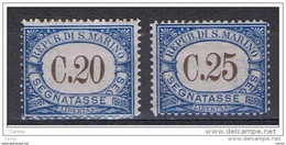 SAN  MARINO:  1939  TASSE  SOPRASTAMPATI  -  2  VAL. L. -  SASS. 56 + 57 - Portomarken