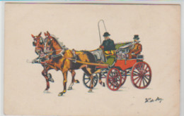 Illust. W. DE MAY . Calèche à 2 Chevaux Avec Cocher Et Passager (Type 1900) - Other & Unclassified