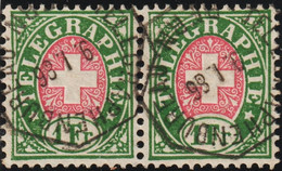 Heimat BEs Bern 1886-01-19 Sw Auf Telegraphen-Marke Paar 1Fr. Zu#17 - Telegraafzegels