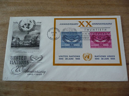 (7) UNITED NATIONS -ONU - NAZIONI UNITE - NATIONS UNIES * FDC 1965 ,United Nations 20th Anniversary . - Covers & Documents