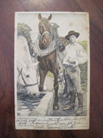 AK 1902 CPA Pferde Bauer Litho Heiligenstein BARR Elsass Chevaux Laboureur - Campesinos