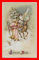 CPA NOËL.  Joyeux Noël.  Jeune Enfant Sur Un Cerf Et Un Ange...J903 - New Year