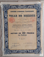 SOCIETE D'ENERGIE ELECTRIQUE DE LA VILLE DE BIZERTE ( TUNISIE ) . ACTION DE 250 FRANCS AU PORTEUR . - Elektrizität & Gas