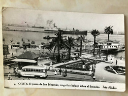 Spain Espana Ceuta Africa City Bus Steam Ship Dock El Paseo De San Sebastian Alfa RPPC Photo 14681 Post Card POSTCARD - Ceuta