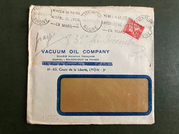 LETTRE TP PAIX 50c Perforé VOC OBL.MEC.18 XI 37 LYON PREFure RHONE (69) VACUUM OIL COMPANY + 3 FACTURES - Cartas & Documentos