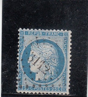 France - Année 1871/75 - N°YT 60 - Type Cérès - Oblitération Losange PC - 25 Bleu - 1871-1875 Ceres