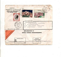 MONACO AFFRANCHISSEMENT COMPOSE SUR LETTRE RECOMMANDEE CONTRE REMBOURSEMENT POUR LA FRANCE 1965 - Covers & Documents