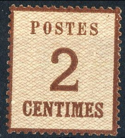 Alsazia Lorena 1870, Y&T N. 2 Centimes 2 Bruno Rossastro, MLH Cat. € 225 Firmato - Unused Stamps