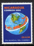Nicaragua 2530 Journée De La Poste , Globe Terrestre , Train , Bicyclette , Cheval - Posta