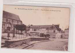 CPA-SAINT-CLAIR-SUR-EPTE-Place Rollon Et Rue Rouget De L'isleéglise-hôtel Du Commerce-fontaine Ancienne-quelques Personn - Saint-Clair-sur-Epte