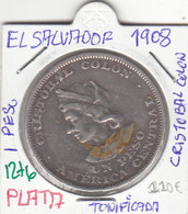 CR1276BIS MONEDA EL SALVADOR 1 PEDO 1908 CRISTOBAL COLON PLATA MBC 110 - El Salvador