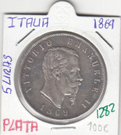 CR1282 MONEDA ITALIA 5 LIRAS 1869 PLATA EBC 100 - Altri & Non Classificati