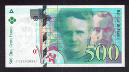 BILLET 500 Fr 1994 ''Pierre Et Marie Curie'' - G 026920830 - 2 TROUS D'EPINGLE - 1 PLI D'ANGLE - TTB - 500 F 1994-2000 ''Pierre Et Marie Curie''