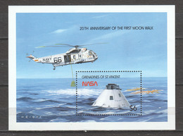 St Vincent Grenadines 1989 Mi Block 45 - HELICOPTER - 20TH ANNIVERSARY OF FIRST MOON WALK - Helicopters