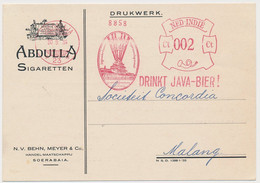 Meter Card Netherlands Indies 1934 - Beer Brewery - Java Beer - Abdulla Cigarettes - Indie Olandesi