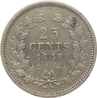 LaZooRo: Netherlands 25 Cents 1848 VF / XF - Silver - 1840-1849 : Willem II