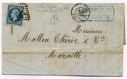 Losange GC 2145 Sur Napoléon Non Dentelé YT N°14 / Lettre De Lyon Dept Du Rhône / 1863    RR - 1849-1876: Classic Period