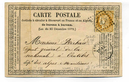 Carte Precurseur CPO / Convoyeur Station CANNES  Ligne N°284 Marseille à Vintimille / 1874 / Dept Alpes Maritimes - 1849-1876: Classic Period