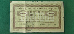 GERMANIA Wildungen 1 Milioni  MARK 1923 - Alla Rinfusa - Banconote