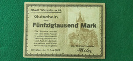 GERMANIA WIMPFEN 50000  MARK 1923 - Alla Rinfusa - Banconote