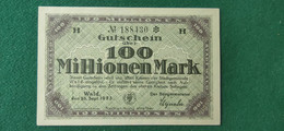 GERMANIA WALD 100 Milioni MARK 1923 - Alla Rinfusa - Banconote