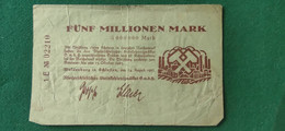 GERMANIA WALDENBURG 5 Milione MARK 1923 - Mezclas - Billetes