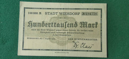 GERMANIA WIESDORF 100000  MARK 1923 - Lots & Kiloware - Banknotes