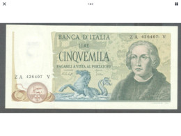 Italia  Repubblica Banconote Da Lire 5000 COLOMBO  Decreto 1977 Superiore FDS - 5000 Liras