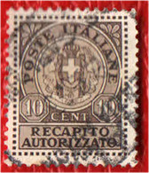 ITALIA REGNO - 1930 - RECAPITO AUTORIZZATO - STEMMA IN CERCHIO - USATO - Correo Neumático