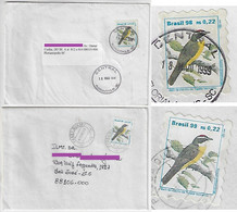 Brazil 1998 1999 2 Cover Definitive Stamp Urban Bird Social Flycatcher RHM-758 & 774 - Cartas