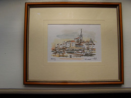 AQUARELLE Réhaussée à L'encre De Chine.  ROVINJ En ISTRIE CROATIE  Par Un Artiste Local - Aquarelles