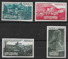 Monaco RARE Série, Essais De Couleurs N°851/54**Monuments, Sospel, Roquebrune, Cagnes/mer, La Turbie.. - Variétés