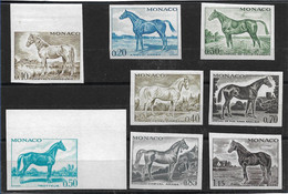 Monaco RARE Série, Essais De Couleurs N°831/38** Chevaux De Sang. - Plaatfouten En Curiosa