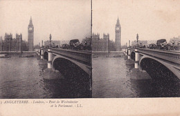 Carte  Stéréoscopique  ANGLETERRE  Londres  Pont De Westminster - Cartes Stéréoscopiques