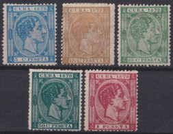 1878-203 CUBA SPAIN ESPAÑA 1878 ALFONSO XII 5c - 1pta MH - NO GUM (NO 10c). - Prephilately