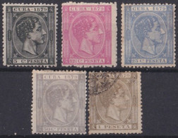 1879-171 CUBA SPAIN ESPAÑA 1879 ALFONSO XII 5c - 1pta MH - NO GUM - USED (NO 10c). - Prephilately