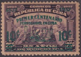 1937-437 CUBA REPUBLICA 1937 CENT OF RAILROAD FERROCARRIL ORIGINAL GUM GOMA OSCURECIDA. - Ungebraucht