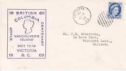 CANADA 1960 QE II. Br. COLUMBIA STAMP CENTENARY COVER. - Cartas & Documentos