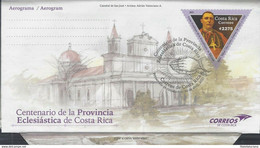 Costa Rica Centenario De La Provincia Eclesiástica, Prepaid Aerogramme FDC 2021 - Costa Rica