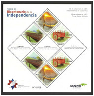 Costa Rica 2020 Bicentenary Of Independence Souvenir Sheet/6 Stamps MNH - Costa Rica