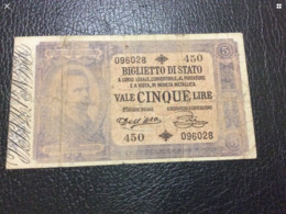 Italia Regno Banconote Da Lire Cinque Umberto I Dell’ara Pia 6 Agosto 1884 R4 Ottima Conservazione - Italië– 5 Lire