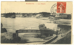 Biarritz Le Phare - Pseudo-entier Publicitaire Avec Semeuse Rouge 1909 - !!! Un Coin Déchiré Et Une Trace De Pli - Pseudo-entiers Privés