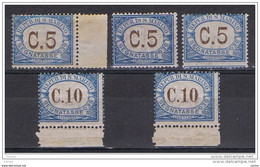 SAN  MARINO:  1925  TASSE  SOPRASTAMPATI  -  5  VAL. N. -  SASS. 19 + 20 - Postage Due