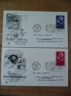 (7) UNITED NATIONS -ONU - NAZIONI UNITE - NATIONS UNIES * 2 FDC 1957 * Honoring United Nations World Meteorological Orga - Cartas & Documentos
