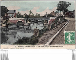 OUZOUER SUR TREZEE VUE SUR LE CANAL PONTS ET PASSERELLE 1908 CPA COLORISEE GLACEE TBE - Ouzouer Sur Loire