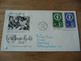 (7) UNITED NATIONS -ONU - NAZIONI UNITE - NATIONS UNIES * FDC 1955 * Human Rights - Cartas & Documentos