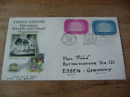 (7) UNITED NATIONS -ONU - NAZIONI UNITE - NATIONS UNIES * FDC 1955 * UNESCO Complete With Cache - Brieven En Documenten