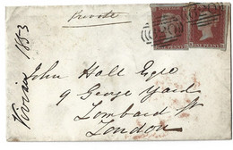 GREAT BRITAIN UNITED KINGDOM UK - 1853 COVER FROM PLYMOUTH TO LONDON - Storia Postale